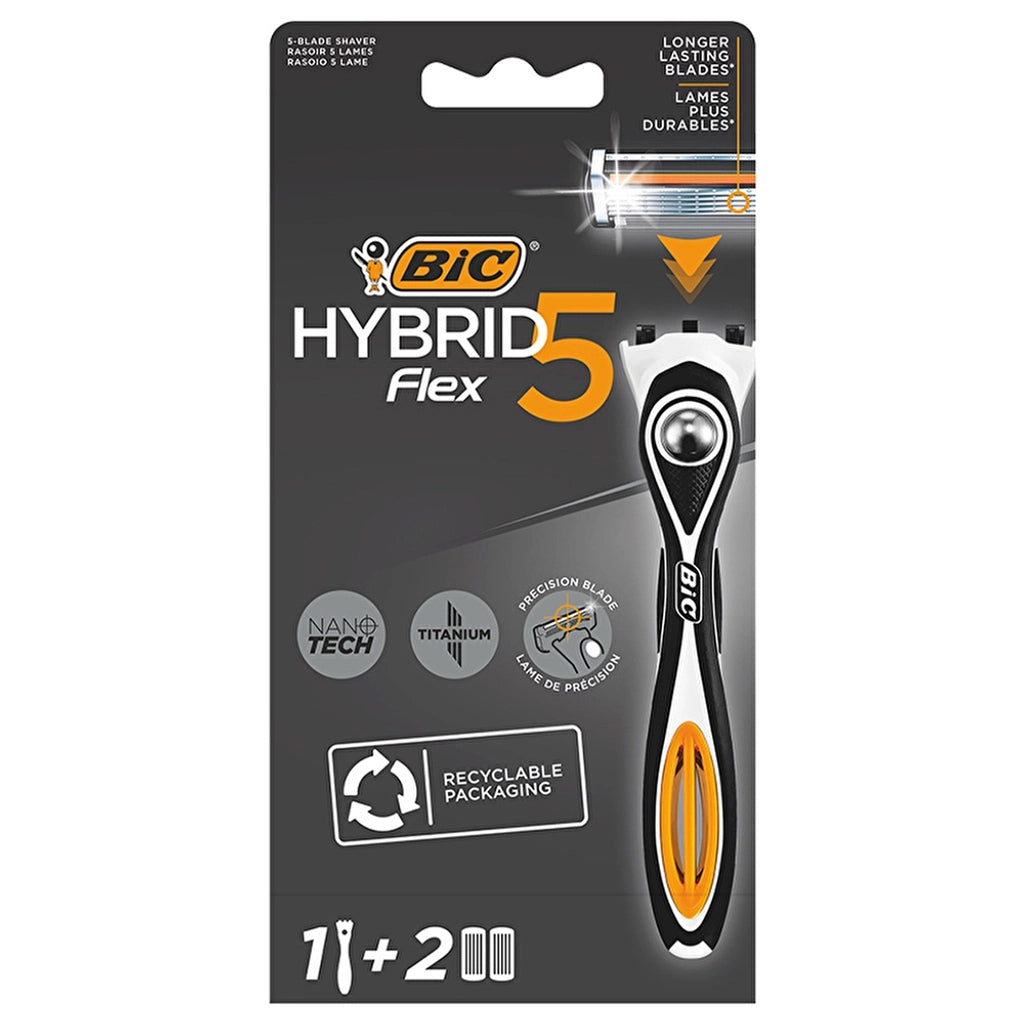 Bic Flex5 Hybrid 5 Blades 1 Handle + 2 Cartridge Razor