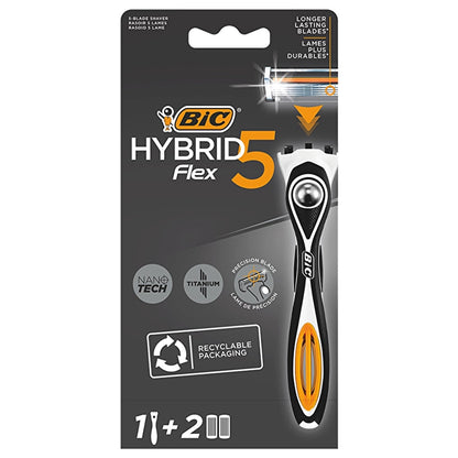 Bic Flex5 Hybrid 5 Blades 1 Handle + 2 Cartridge Razor