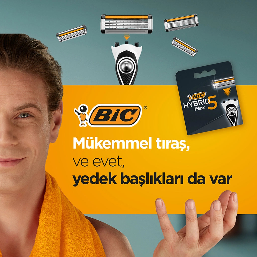 Bic Flex5 Hybrid 5 Blades 4 Replacement Cartridge Razor