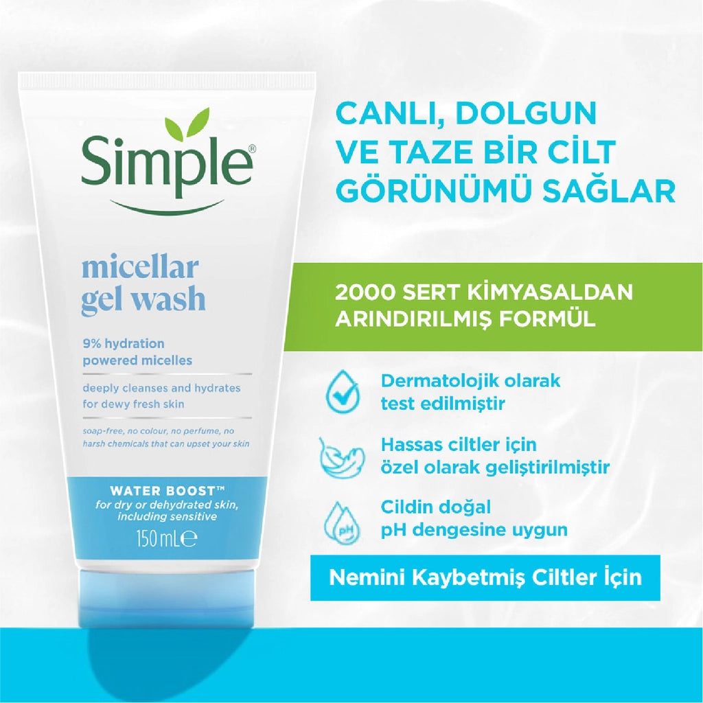 Simple Water Boost Micellar Facial Cleansing Gel 150 ml