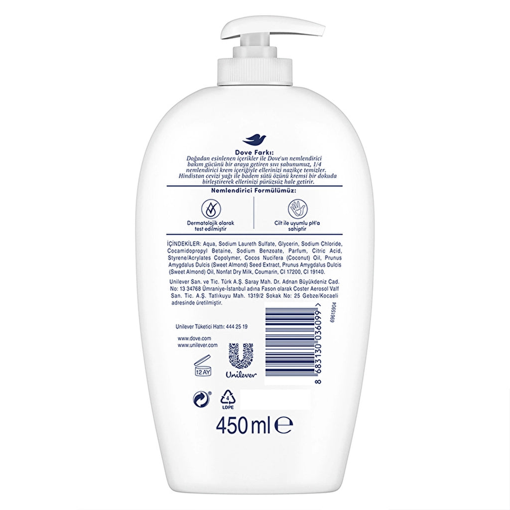 Dove Coconut Oil and Almond Milk Essence Liquid Soap 450 ml