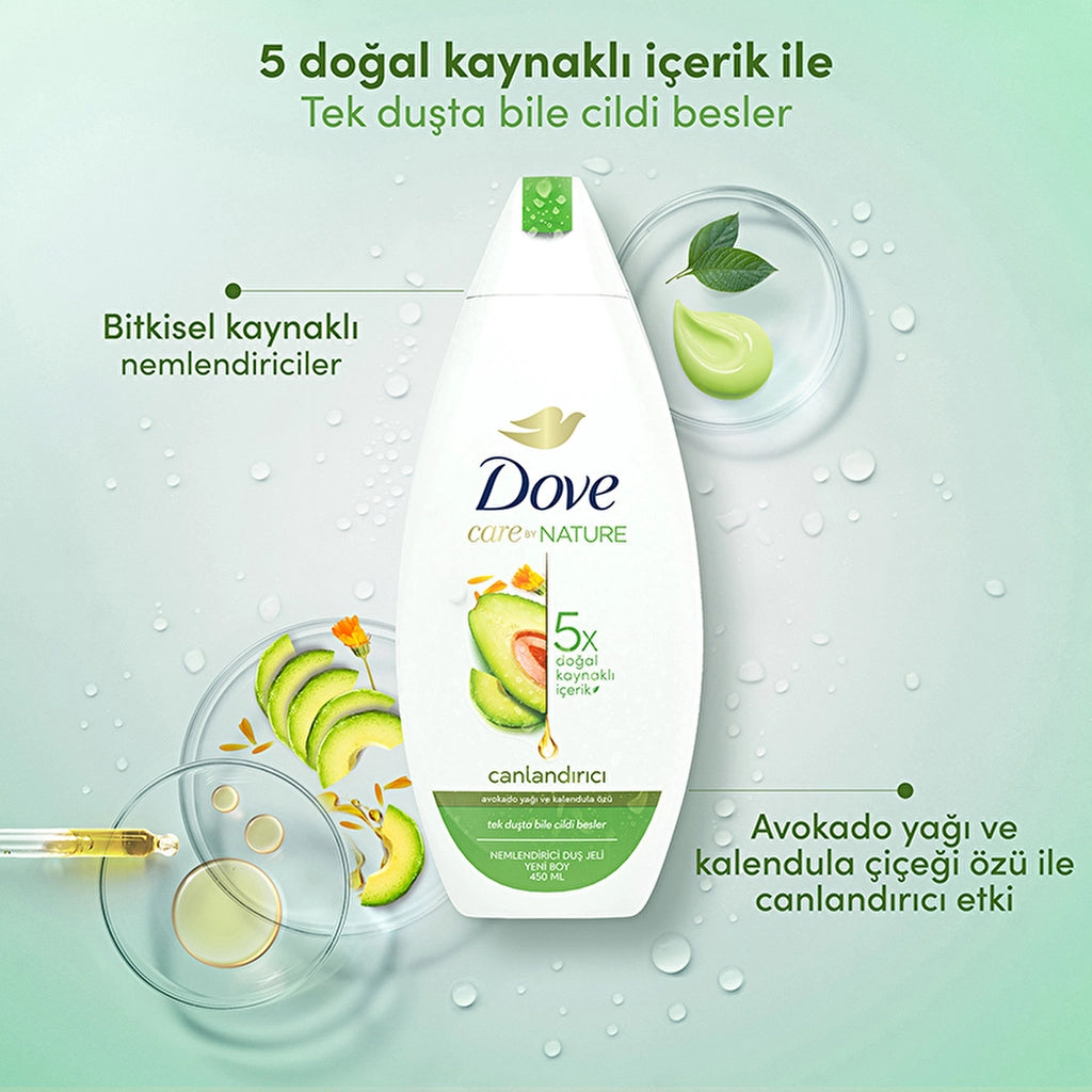 Dove Care By Nature Moisturizing Shower Gel Avocado Oil and Calendula Extract Revitalizing 450 ml