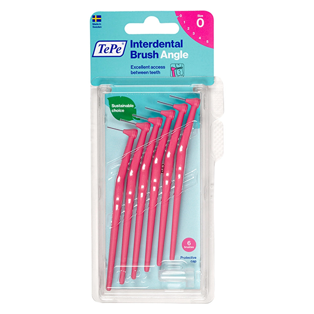 Tepe Angle Handle Interdental Brush 6 Pack 0.4 mm Pink