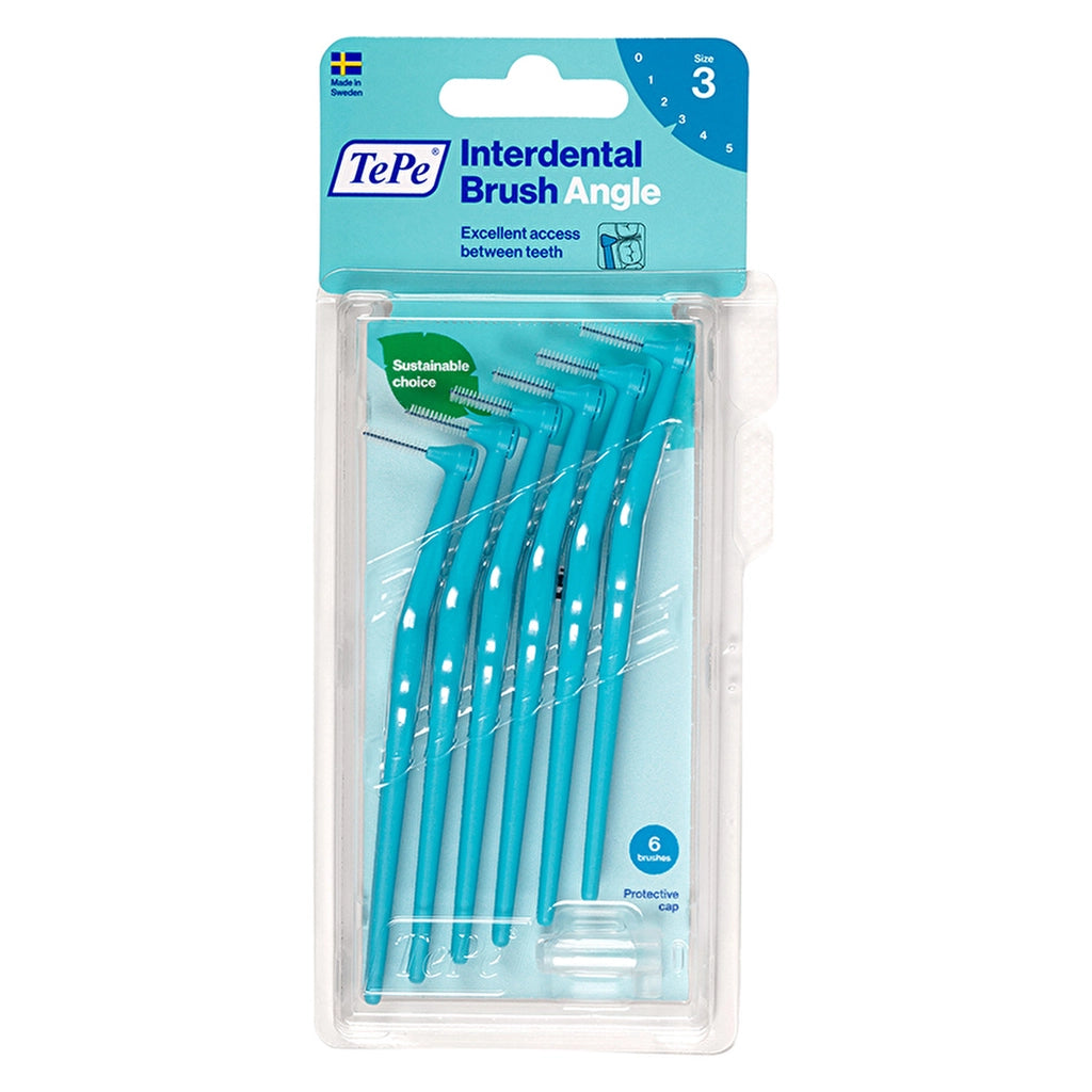 Tepe Angle Handle Interdental Brush 0.6 mm Blue Pack of 6