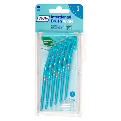 Tepe Angle Handle Interdental Brush 0.6 mm Blue Pack of 6