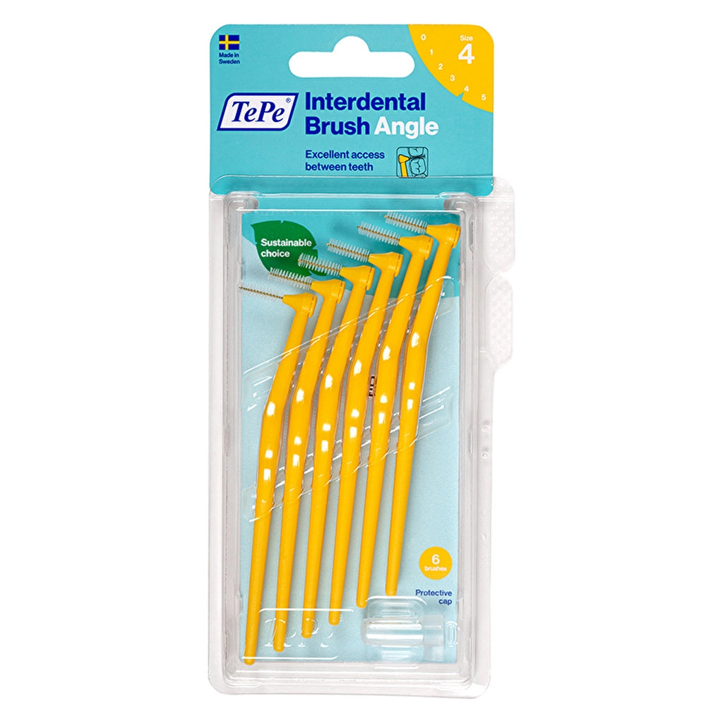 Tepe Angle Handle Interdental Brush 0.7 mm Yellow Pack of 6