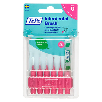 Tepe Blister Interface Brush 0.4 mm Pink Pack of 6