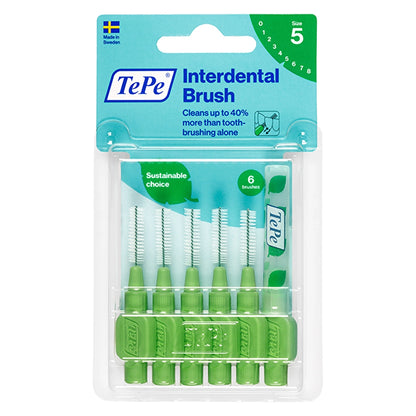 Tepe Blister Interface Brush 0.8 mm Green Pack of 6