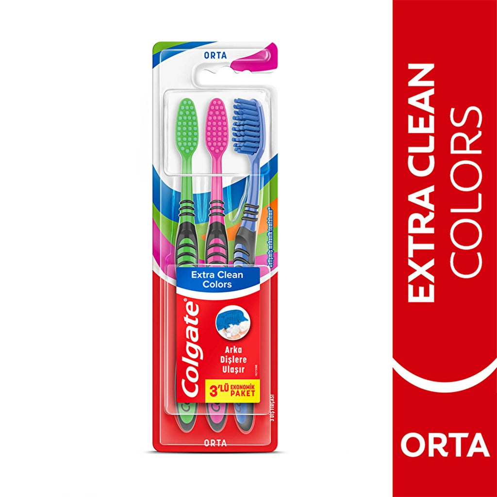 Colgate Extra Clean Colors 3-pack Toothbrush