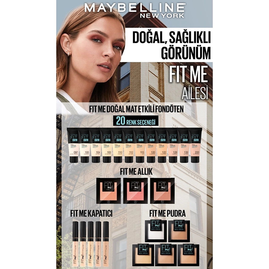 Maybelline New York Fit Me Matte+Poreless Foundation 105 Natural Ivory