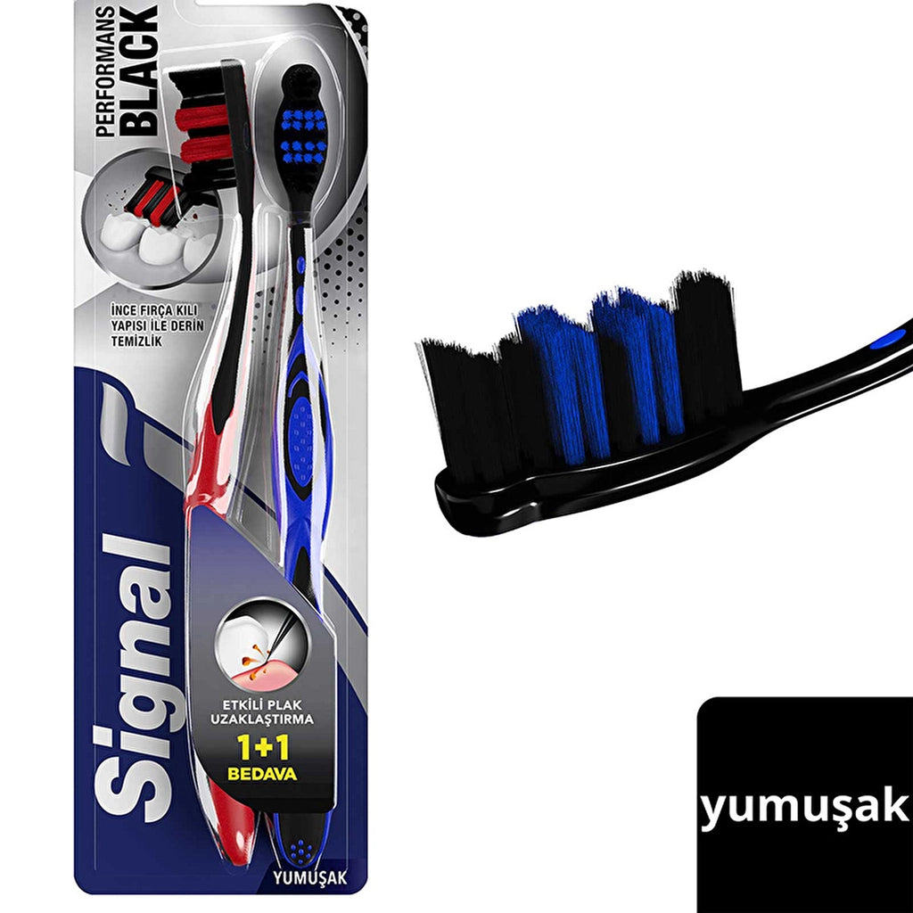 Signal Performance Black Effective Plaque Removal Toothbrush 1+1 (Soft)