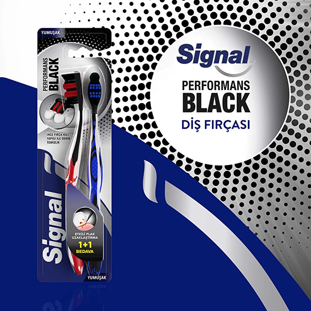Signal Performance Black Effective Plaque Removal Toothbrush 1+1 (Soft)