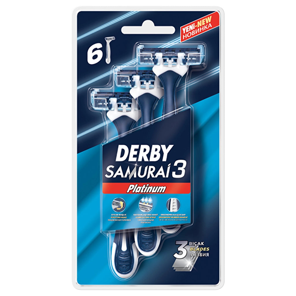 Derby Samurai 3 Platinum Razor Set of 6