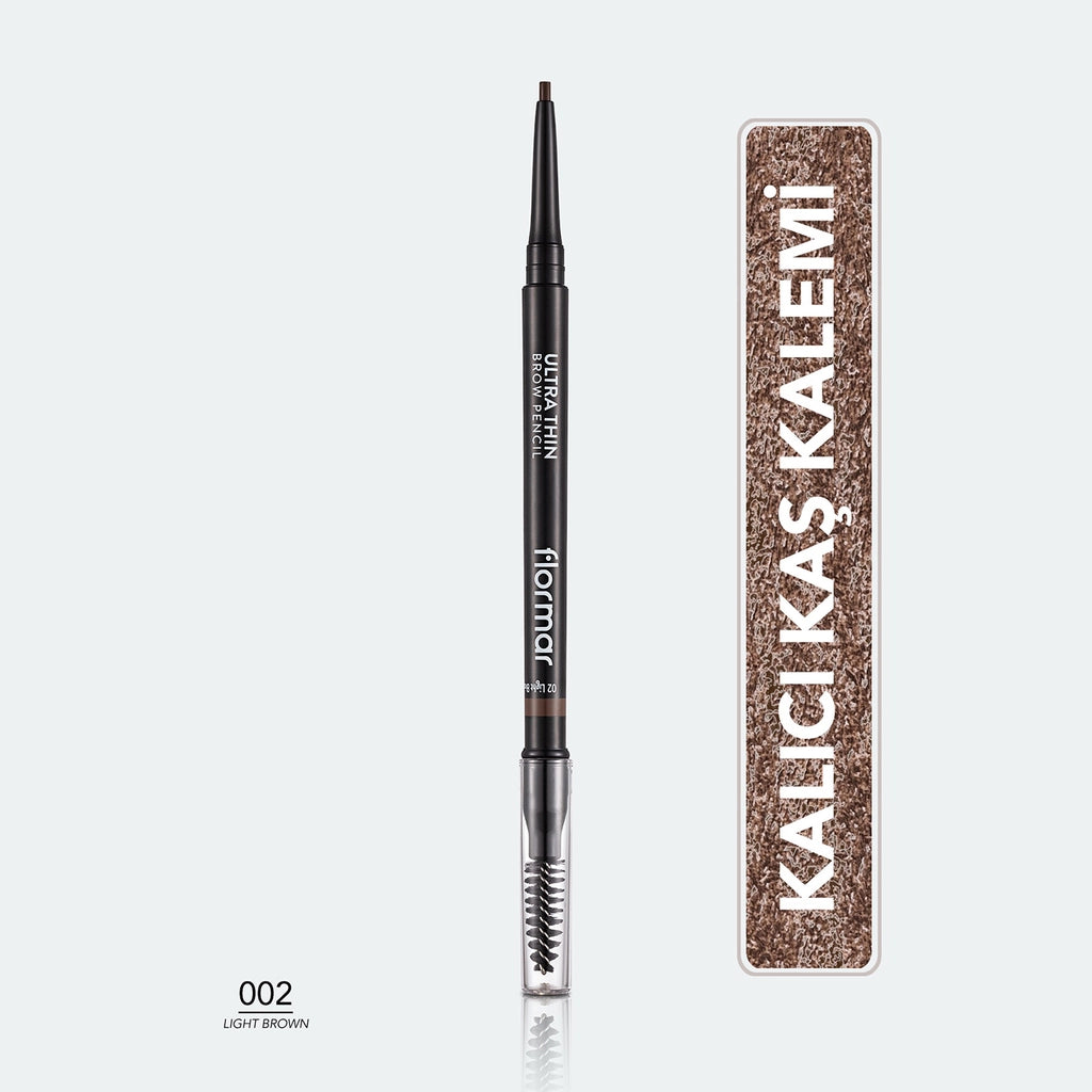 Flormar Ultra Thin Eyebrow Pencil with Fine Tip and Bristle Brush 004 Dark Brown