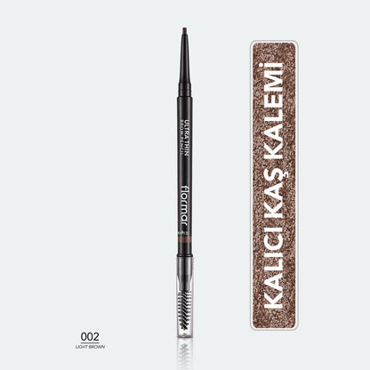 Flormar Ultra Thin Eyebrow Pencil with Fine Tip and Bristle Brush 003 Brown