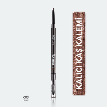 Flormar Ultra Thin Eyebrow Pencil with Fine Tip and Bristle Brush 001 Beige