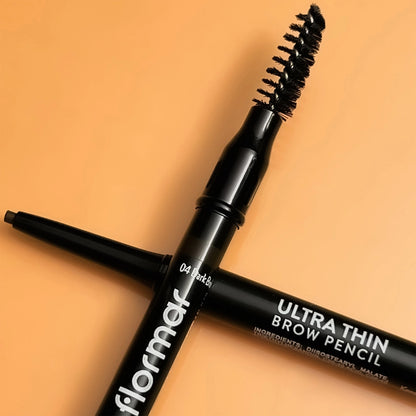 Flormar Ultra Thin Eyebrow Pencil with Fine Tip and Bristle Brush 004 Dark Brown