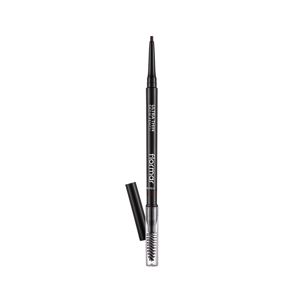 Flormar Ultra Thin Eyebrow Pencil with Fine Tip and Bristle Brush 004 Dark Brown