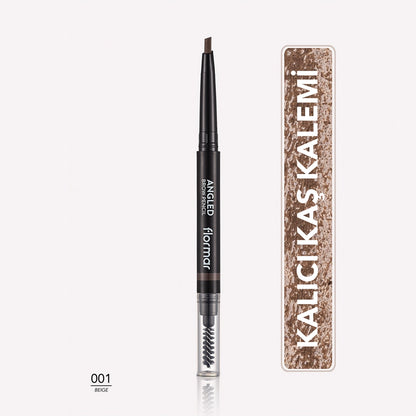 Flormar Angled Eyebrow Pencil with Angled Tip and Bristle Brush 001 Beige