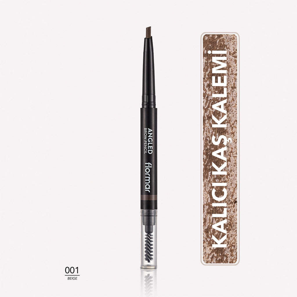Flormar Angled Eyebrow Pencil with Angled Tip and Bristle Brush 004 Dark Brown