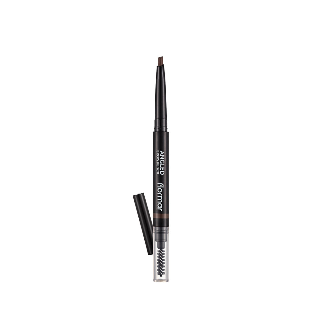 Flormar Angled Eyebrow Pencil with Angled Tip and Bristle Brush 002 Light Brown