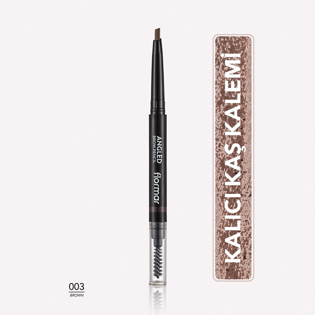 Flormar Angled Eyebrow Pencil with Angled Tip and Bristle Brush 001 Beige