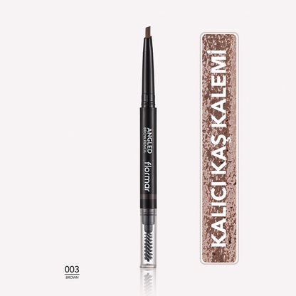 Flormar Angled Eyebrow Pencil with Angled Tip and Bristle Brush 004 Dark Brown
