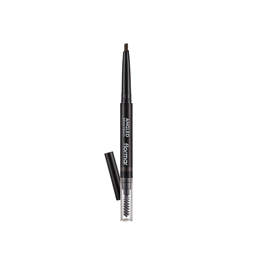 Flormar Angled Eyebrow Pencil with Angled Tip and Bristle Brush 004 Dark Brown