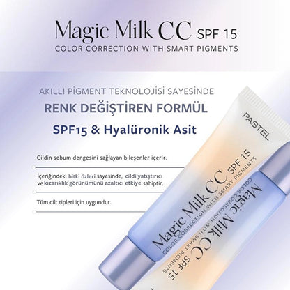 Pastel Makeup To Skincare Magic Milk CC SPF 15 - Skin Tone Equalizer SPF 15 CC Cream 50 Light Medium