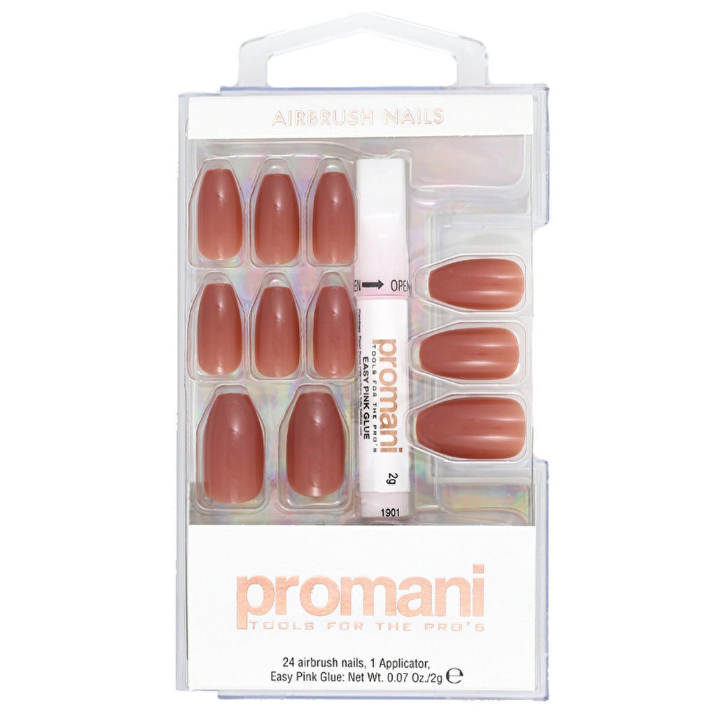 Promani Dusty Rose Fake Nails Kit 24 Pieces