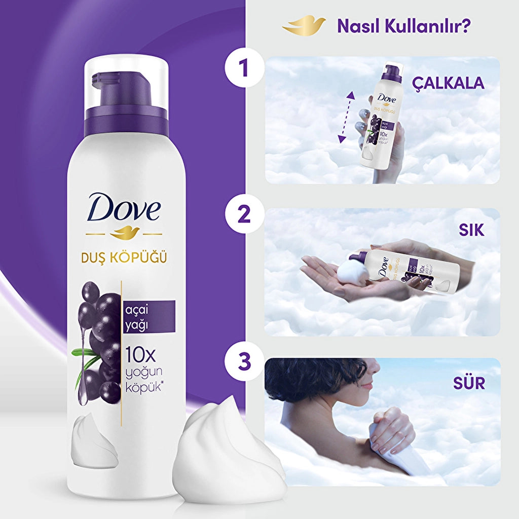 Dove Açai Oil Shower Foam 200 ml