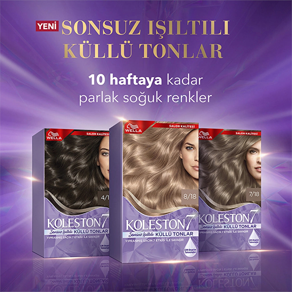 Wella Koleston 7 Kit Infinite Shimmer Ashy Shades 7/18 Shimmer Pearl Ashy Brunette