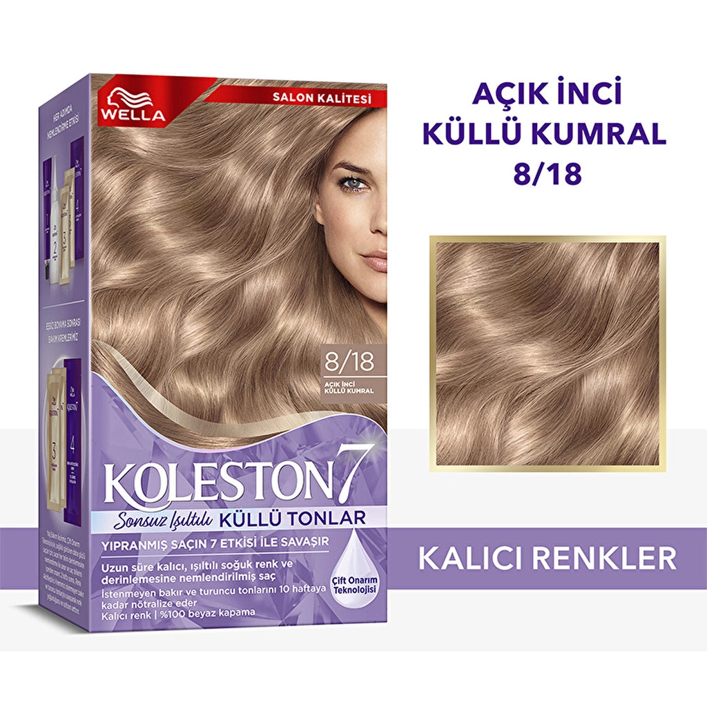 Wella Koleston 7 Kit Infinite Shimmer Ashy Shades 8/18 Light Pearl Ashy Brunette