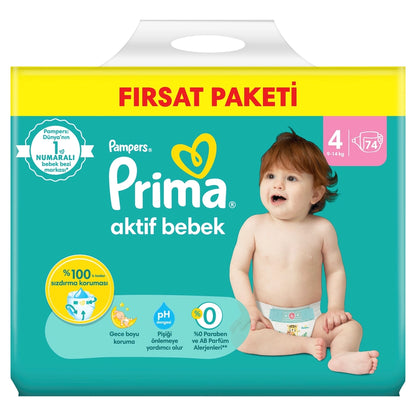 Prima Pampers Baby Diapers Active Baby Size 4 74 Pieces Mega Deal Package