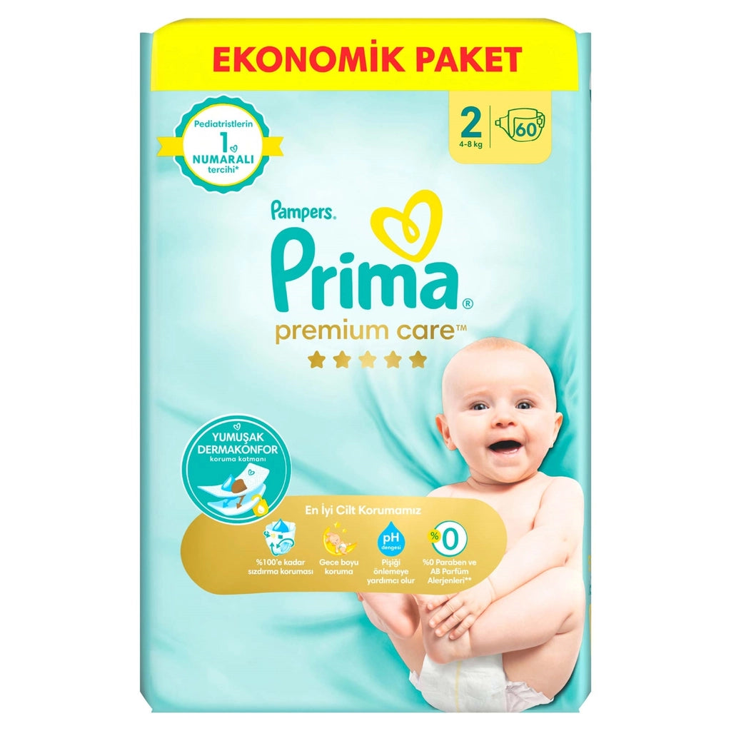 Prima Pampers Baby Diapers Premium Care Size 2 60 Pieces Economical Package