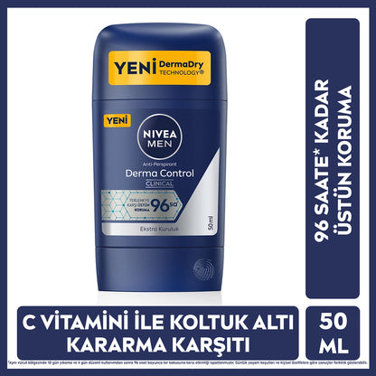 Nivea Men Male Stick Deodorant Derma Control Clinical 50 ml