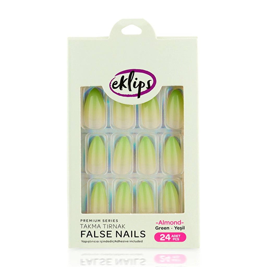 Eklips False Nails Green Almond 24-Piece