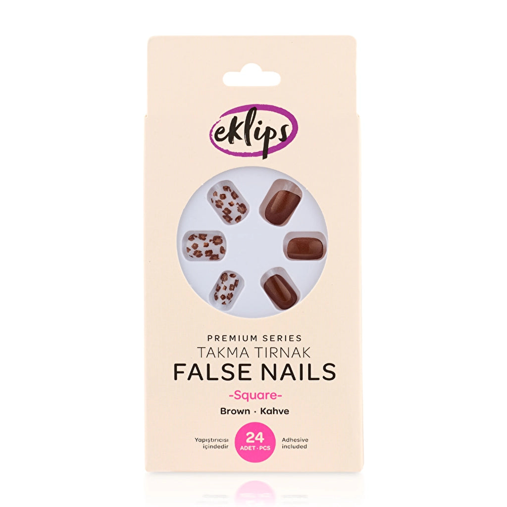 Eklips False Nails Brown Square 24-Piece