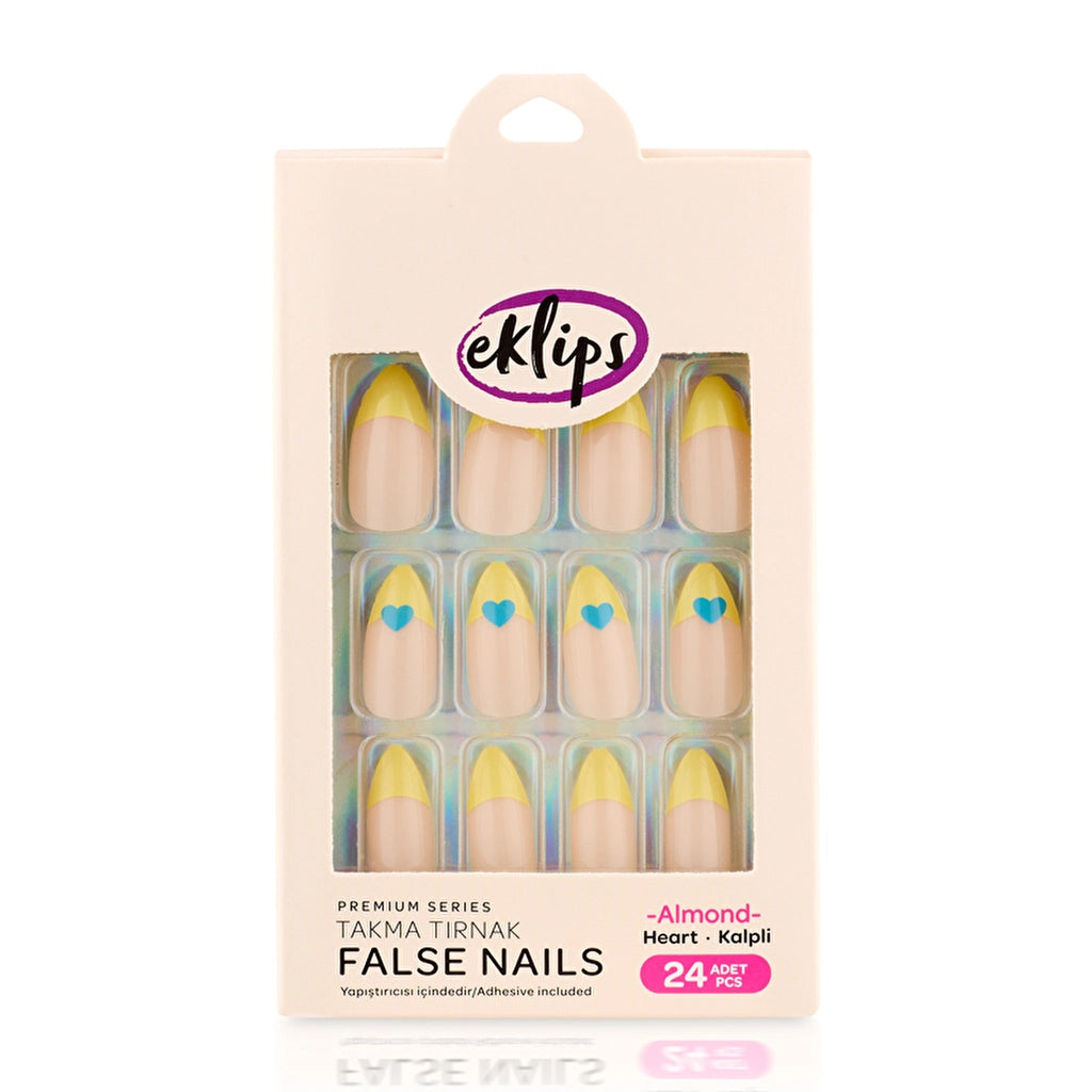 Eklips Fake Nails Heart French Almond 24-Piece