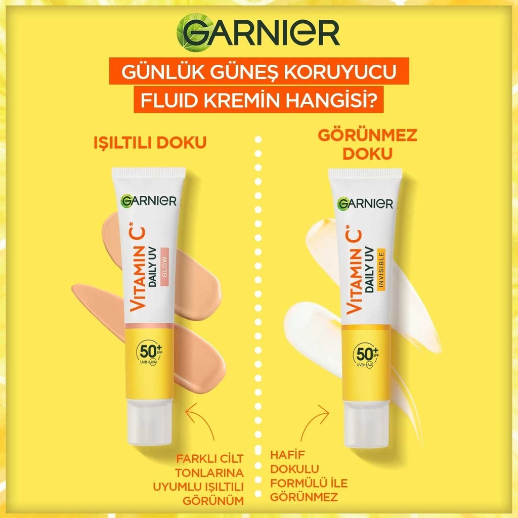 Garnier Vitamin C Bright Daily Sunscreen Fluid Face Cream Shimmering Texture SPF50+ 40 ml