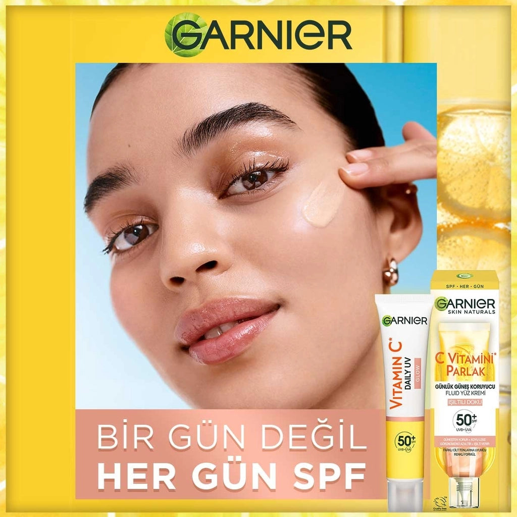 Garnier Vitamin C Bright Daily Sunscreen Fluid Face Cream Shimmering Texture SPF50+ 40 ml