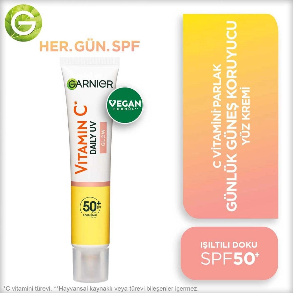 Garnier Vitamin C Bright Daily Sunscreen Fluid Face Cream Shimmering Texture SPF50+ 40 ml