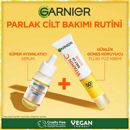 Garnier Vitamin C Bright Daily Sunscreen Fluid Face Cream Shimmering Texture SPF50+ 40 ml