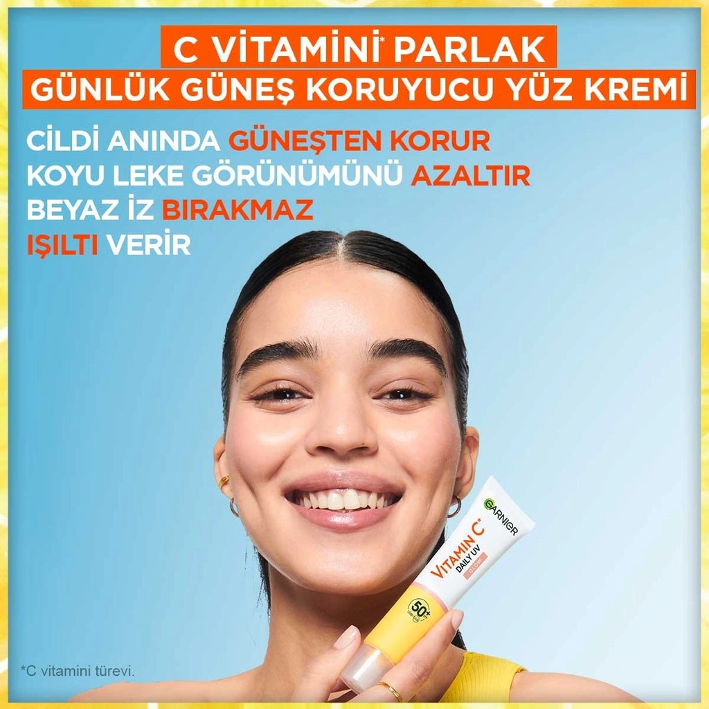 Garnier Vitamin C Bright Daily Sunscreen Fluid Face Cream Shimmering Texture SPF50+ 40 ml