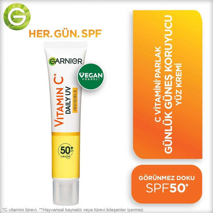 Garnier Vitamin C Bright Daily Sunscreen Fluid Face Cream Invisible Texture SPF50+ 40 ml