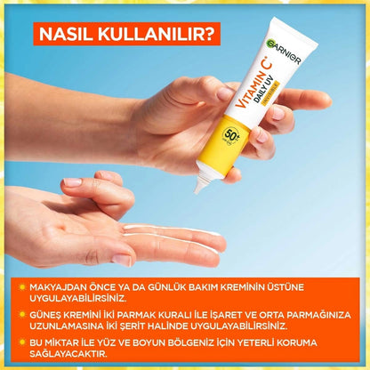 Garnier Vitamin C Bright Daily Sunscreen Fluid Face Cream Invisible Texture SPF50+ 40 ml