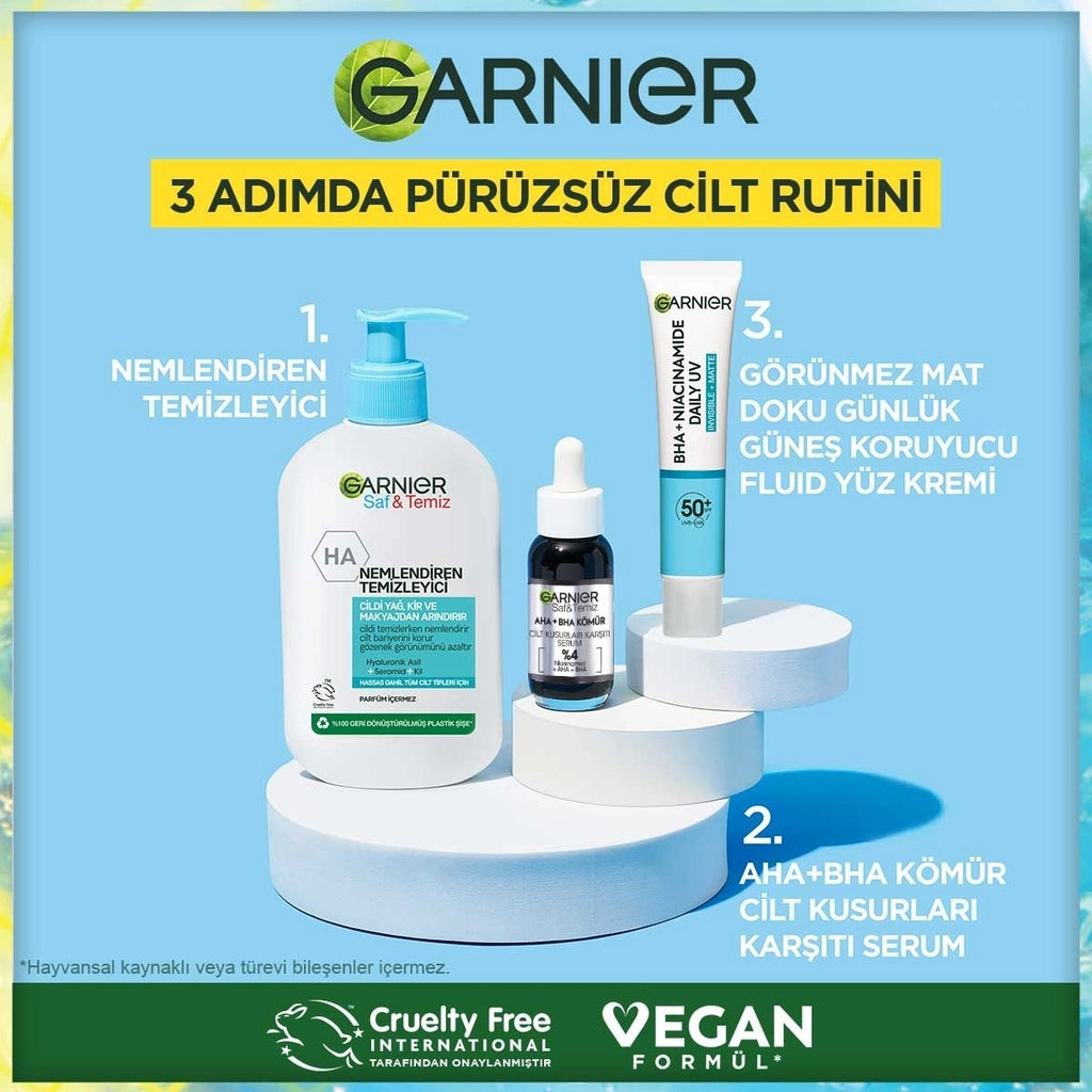 Garnier Pure and Clean BHA Niacinamide Daily Sunscreen Fluid Face Cream SPF50+ 40 ml
