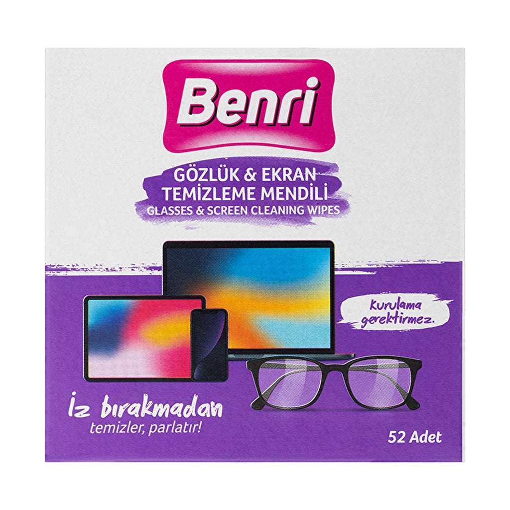 Benri Glasses &amp; Screen Cleaning Wipes 52 Pack