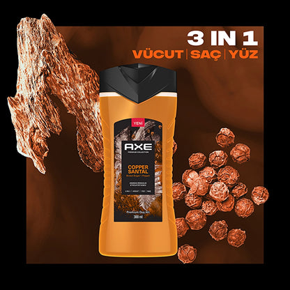 Axe Premium Collection Shower Gel Copper Santal 3 in 1 Body Hair Face 300 ml