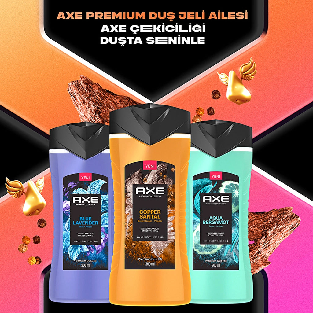 Axe Premium Collection Shower Gel Copper Santal 3 in 1 Body Hair Face 300 ml